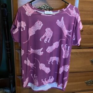 Purple T-Shirt with Pink Tiger Print